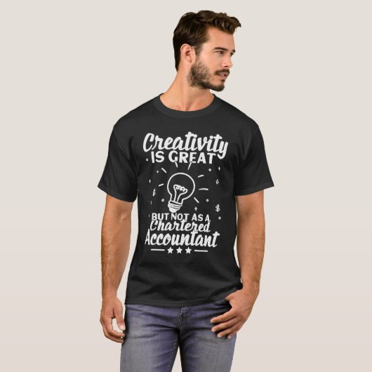 Creativiteit is groot, maar niet zo charmant t-shirt (Voorkant volledig)