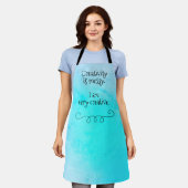 Creativiteit is Messy Funny Blauwgroen Apron Schort (Gedragen)