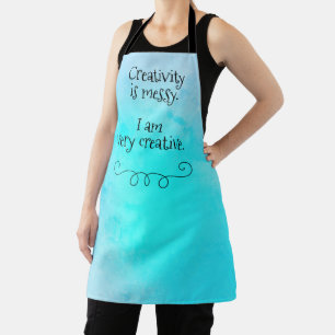 Creativiteit is Messy Funny Blauwgroen Apron Schort