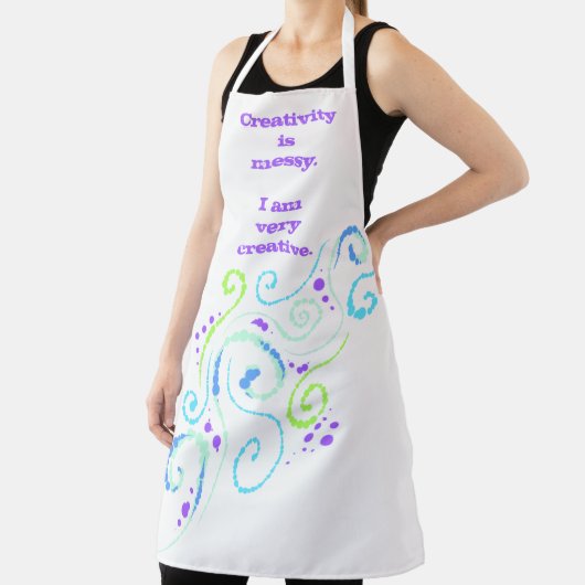 Creativiteit is Messy. Swirls Design Funny Apron Schort (Insitu)