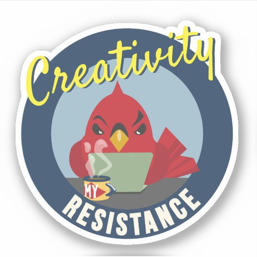 "Creativiteit is mijn weerstand" compacte cirkel Sticker (Voorkant)