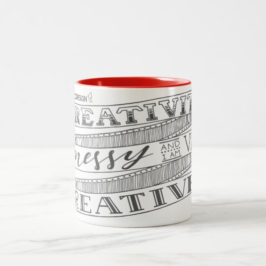 Creativiteit is Overseinen en ik ben zeer creatiev Tweekleurige Koffiemok (Center)