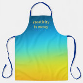 "Creativiteit is smal" blauw en geel ombre Schort (Voorkant)