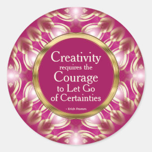 Creativiteit Moed Custom Quote Pink Gold Ronde Sticker