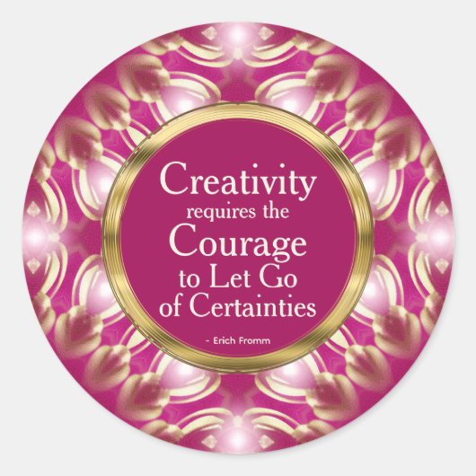 Creativiteit Moed Custom Quote Pink Gold Ronde Sticker (Voorkant)