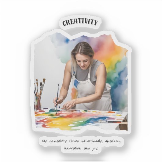 Creativiteit positieve bevestiging sticker (Voorkant)