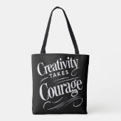Creativiteit vergt moed en op kunst geïnspireerd d tote bag (Achterkant)