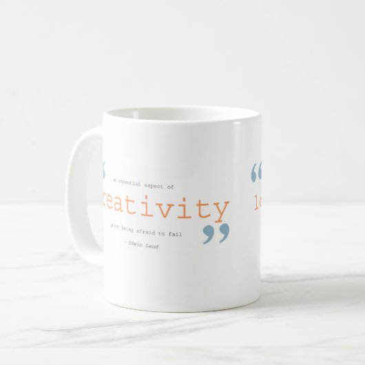 creativiteit + verlies onze angst koffiemok (Voorkant links)