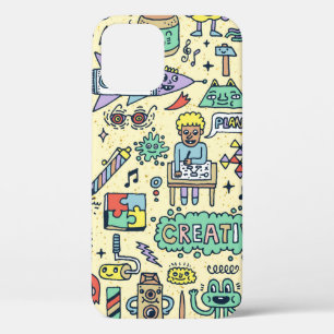Creativiteitsactiviteiten Funny Doodle Cartoon set Case-Mate iPhone Case