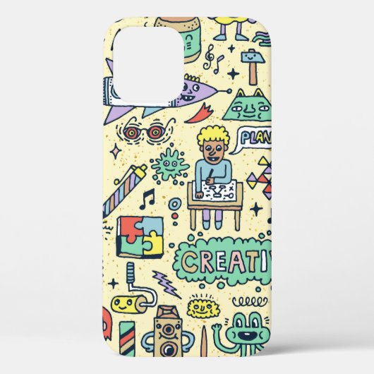 Creativiteitsactiviteiten Funny Doodle Cartoon set Case-Mate iPhone Case (Achterkant)