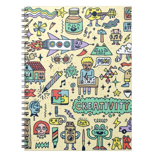 Creativiteitsactiviteiten Funny Doodle Cartoon set Notitieboek (Voorkant)