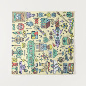 Creativiteitsactiviteiten Funny Doodle Cartoon set Wandkleed (Voorkant (horizontaal))