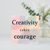 Creativity Takes Courage Watercolor Quote Art Card Feestdagenkaart (Staand voorkant)