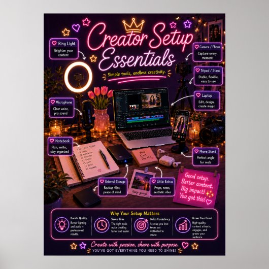 Creator Setup Essentials Neon Poster | (Voorkant)