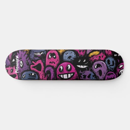 Creature crowd dark cartoonish street art persoonlijk skateboard (Horizontaal)