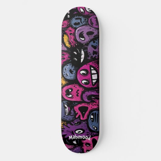 Creature crowd dark cartoonish street art persoonlijk skateboard (Voorkant)