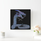 Creature Snake Blue Vierkante Klok (Huis)