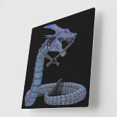 Creature Snake Blue Vierkante Klok (Hoek)