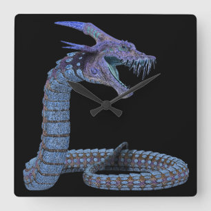 Creature Snake Blue Vierkante Klok
