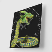 Creature Snake Green Vierkante Klok (Hoek)