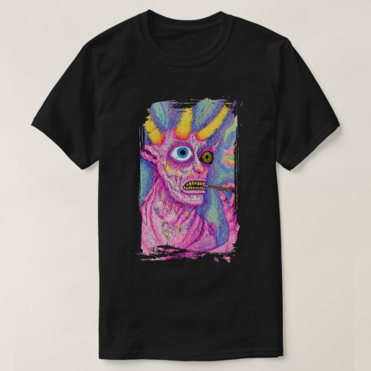 Creature with horns and something in its mouth t-shirt (Design voorkant)