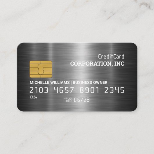 Credit Card | Aluminium Zilver Metaalachtig Gebors Visitekaartje (Voorkant)