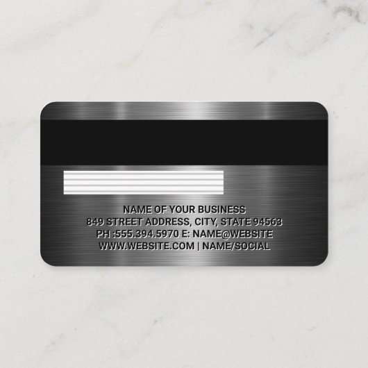 Credit Card | Aluminium Zilver Metaalachtig Gebors Visitekaartje (Achterkant)
