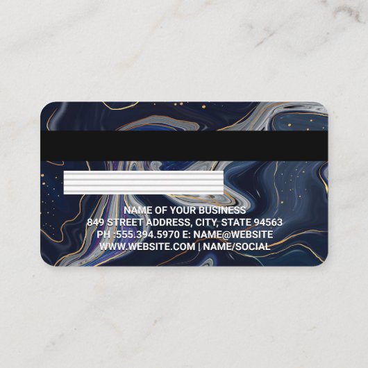 Credit Card | Blau Paars Goud Marmer Visitekaartje (Achterkant)