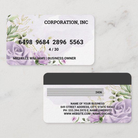 Credit Card | Bloem Achtergrond Visitekaartje (Voorkant / Achterkant)