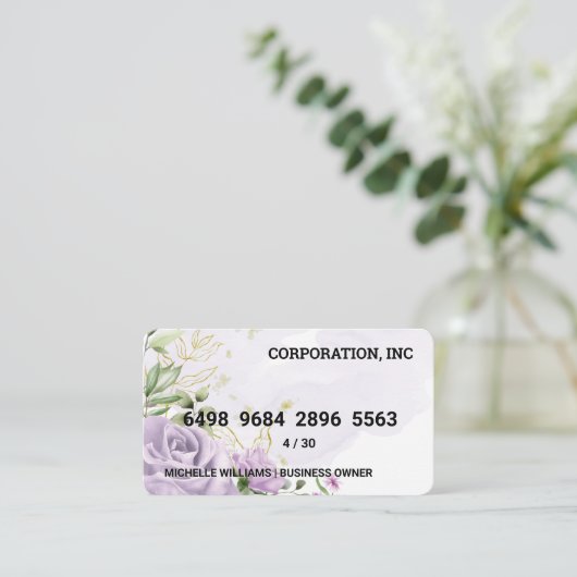 Credit Card | Bloem Achtergrond Visitekaartje (Staand voorkant)
