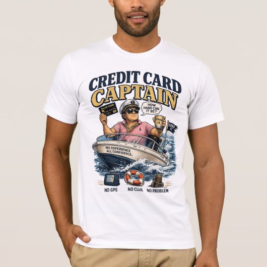 Credit Card Captain Grappig Boating Shirt | Rijke (Voorkant)
