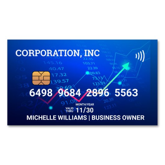 Credit | Debit Card | Financials | Stock Charts Magnetisch Visitekaartje (Voorkant)