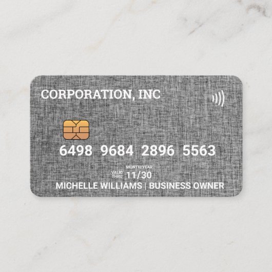 Credit | Debit Card | Grijs Tweed Visitekaartje (Voorkant)