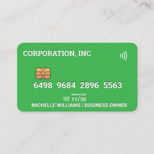 Credit | Debit Card | Groen Visitekaartje (Voorkant)