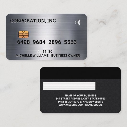 Credit | Debit Card | Metaal | Damast Patroon Visitekaartje (Voorkant / Achterkant)
