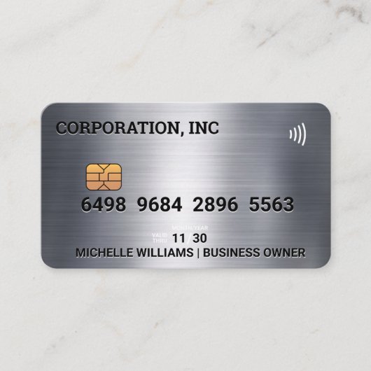 Credit | Debit Card | Metallic | Damask Pattern Visitekaartje (Voorkant)