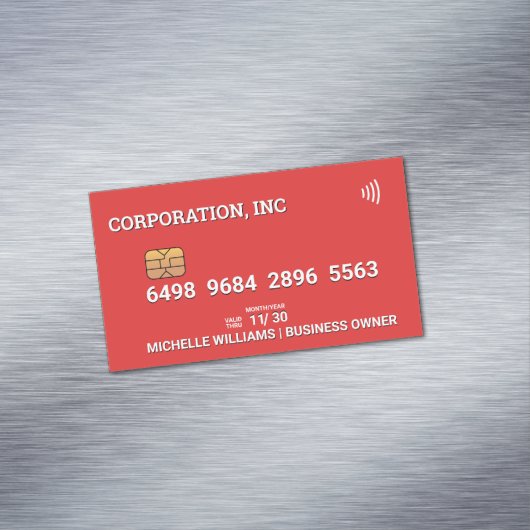 Credit | Debit Card | Rood Magnetisch Visitekaartje (Voorbeeld)