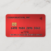 Credit | Debit Card | Rood Metallic Geborsteld Visitekaartje (Voorkant)