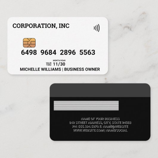 Credit | Debit Card | Wit Visitekaartje (Voorkant / Achterkant)