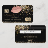 Credit Debit Kaart Glitter Gold Lips Visitekaartje (Voorkant / Achterkant)