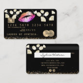 Credit Debit Kaart Styled Glitter Gold lips diaman Visitekaartje (Voorkant / Achterkant)
