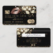 Credit Debit Kaart Styled Glitter Gold lips diaman Visitekaartje (Voorkant / Achterkant)