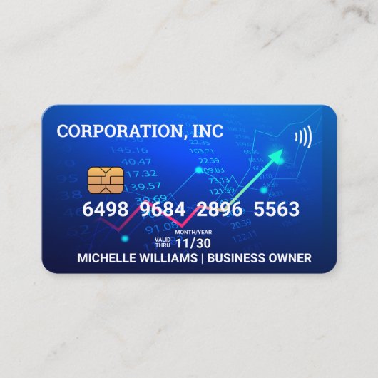 Credit | Debitkaart | Financiën | Aandelen grafiek Visitekaartje (Voorkant)
