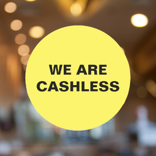 Credit Kaart alleen cashless zakelijk geel Ronde Sticker