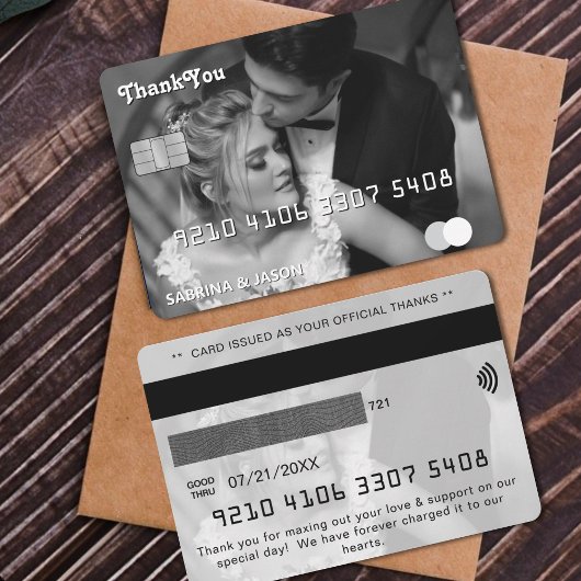 Credit Kaart foto bruiloft dank u kaart