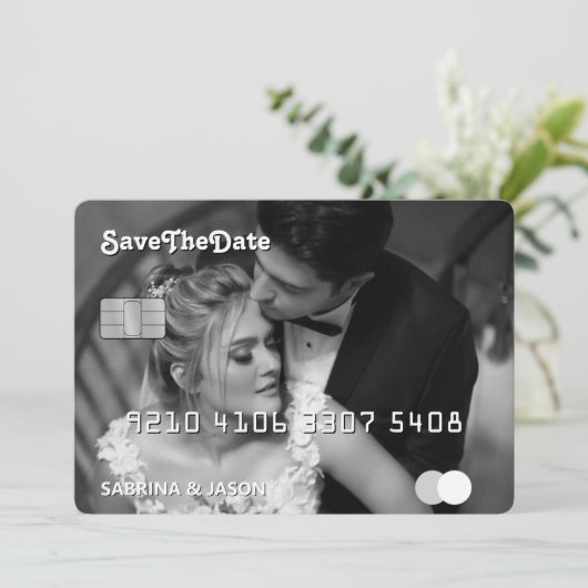 Credit Kaart Foto bruiloft Save the Date (Staand voorkant)