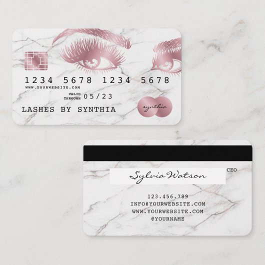 Credit Kaart gestileerde wit marmer Roos goud Visitekaartje (Voorkant / Achterkant)