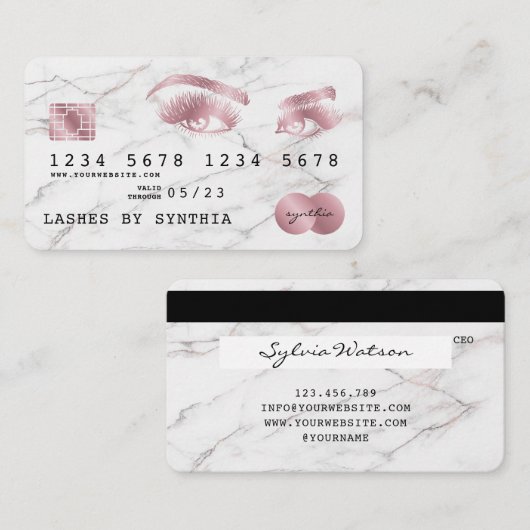 Credit Kaart gestileerde wit marmer Roos goud Visitekaartje (Voorkant / Achterkant)