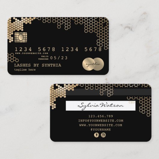 Credit Kaart Gouden Honingraat vrouwelijk Visitekaartje (Voorkant / Achterkant)