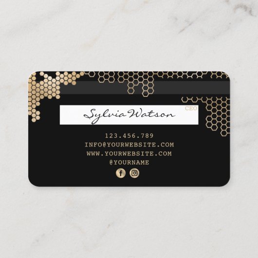 Credit Kaart Gouden Honingraat vrouwelijk Visitekaartje (Achterkant)